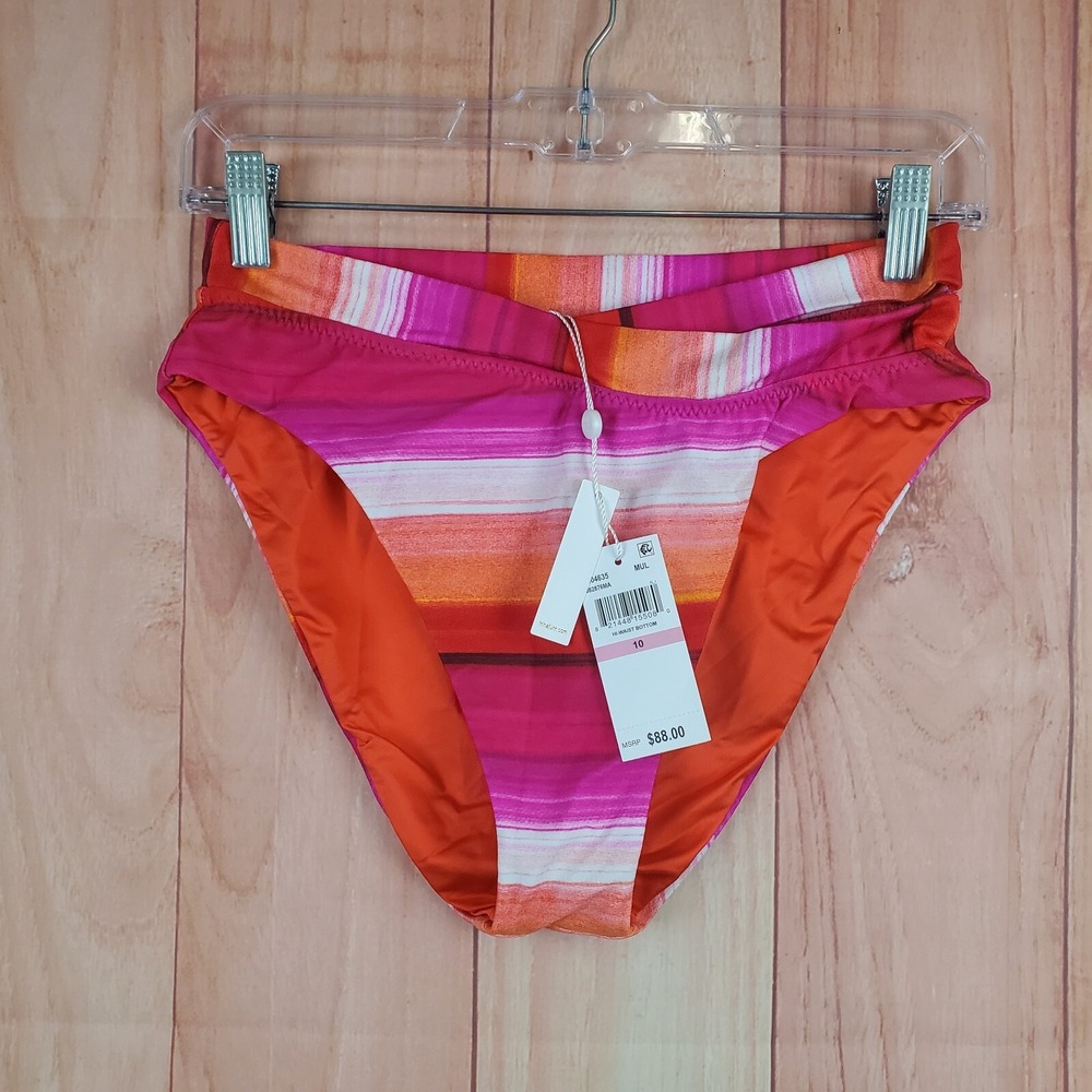 Trina Turk Solstice One-Piece Swim Bottom 10 Pink Nylon High Waist Swimsuit